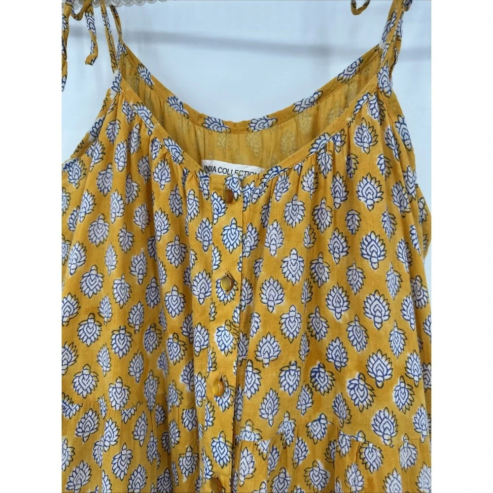 Emerson Fry India Collection Hand Block Printed Button Front Maxi Dress M/L??